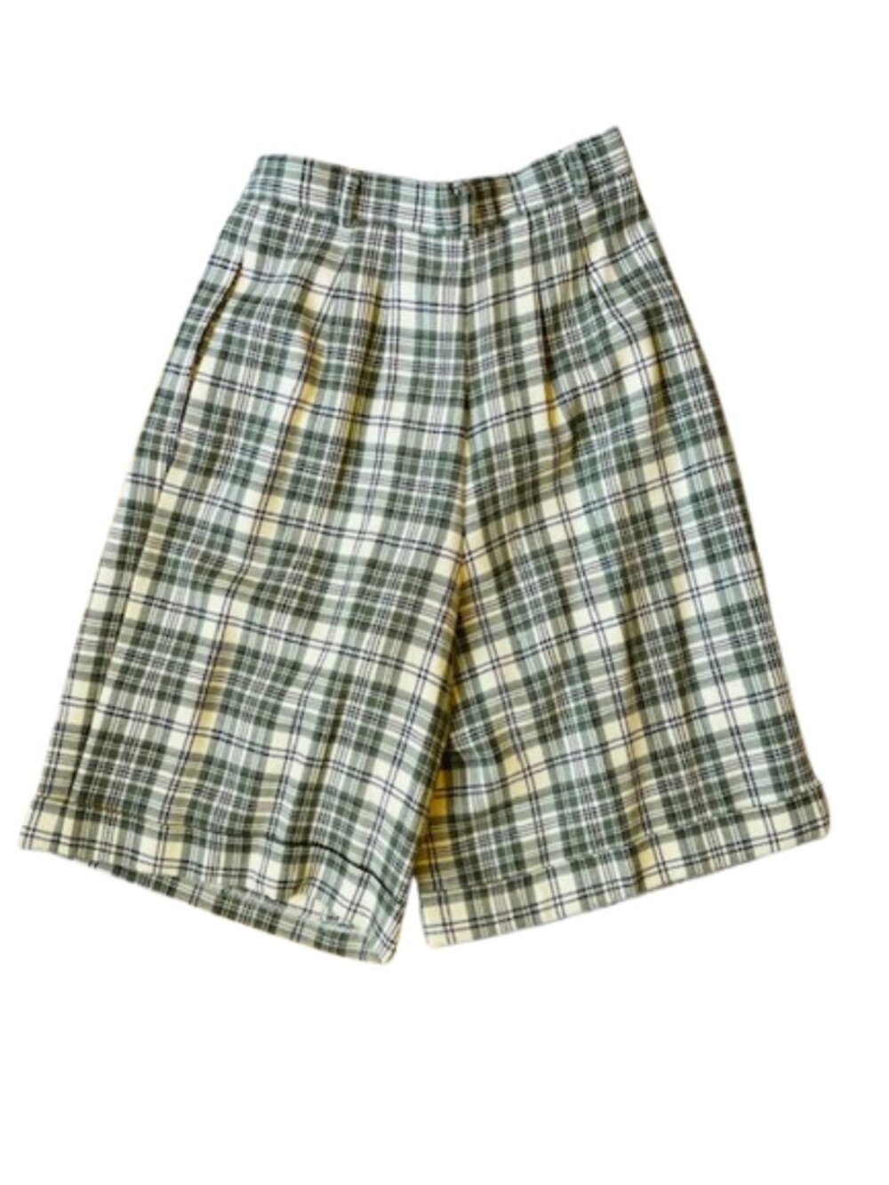 Vintage Talbots Plaid Wool Bermuda Long Shorts Lined Cuffed Pleated XS 24 - Picture 3 of 10
